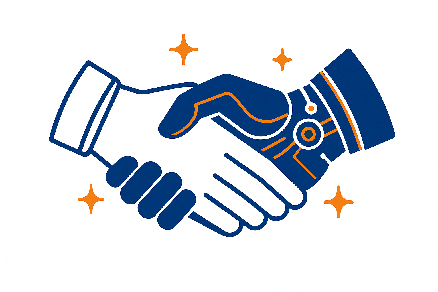 Handshake with robot illustration