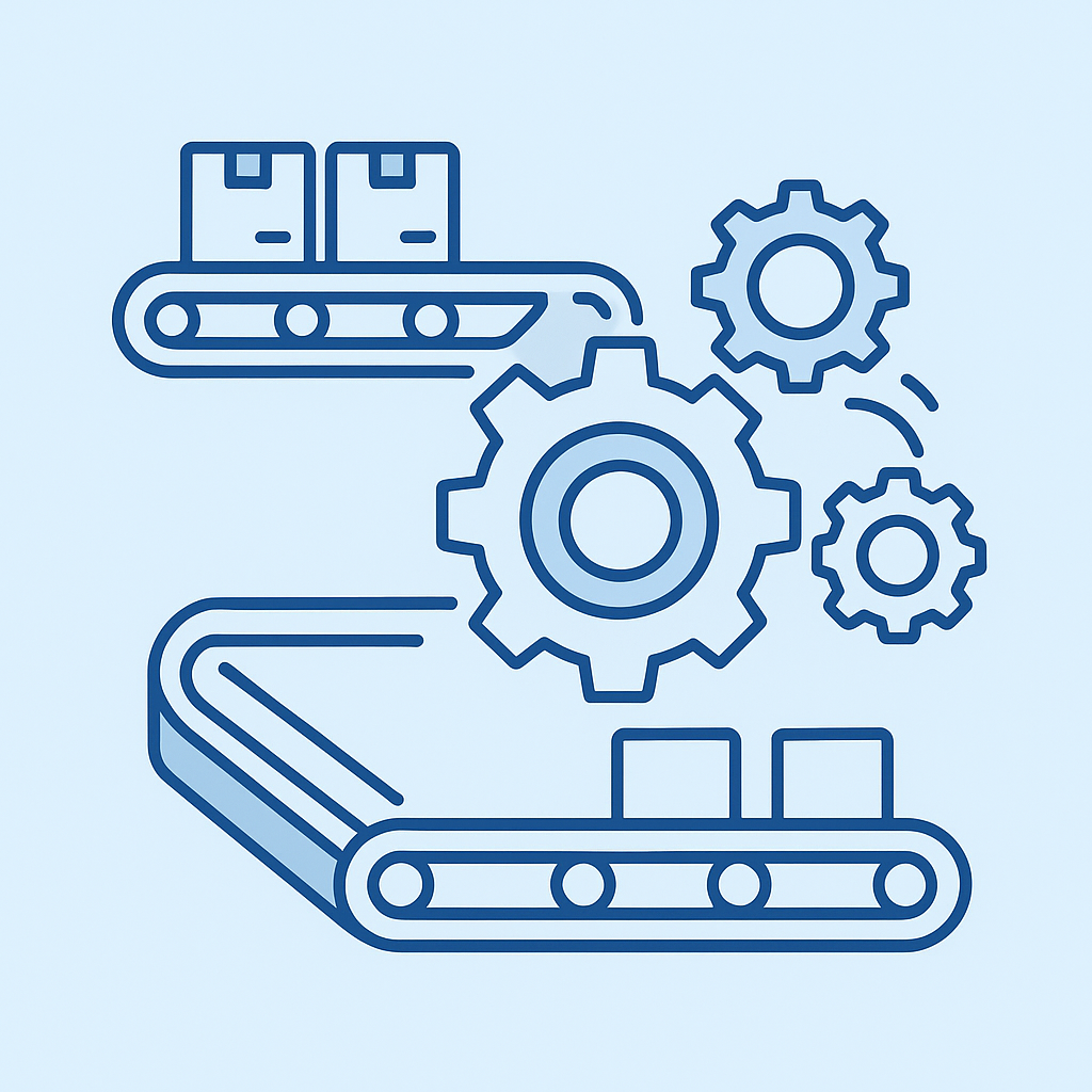 Conveyor and gears process illustration